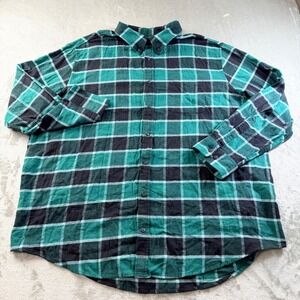 Croft & Barrow Green Plaid Flannel Button Down Shirt Men's Size 3XB